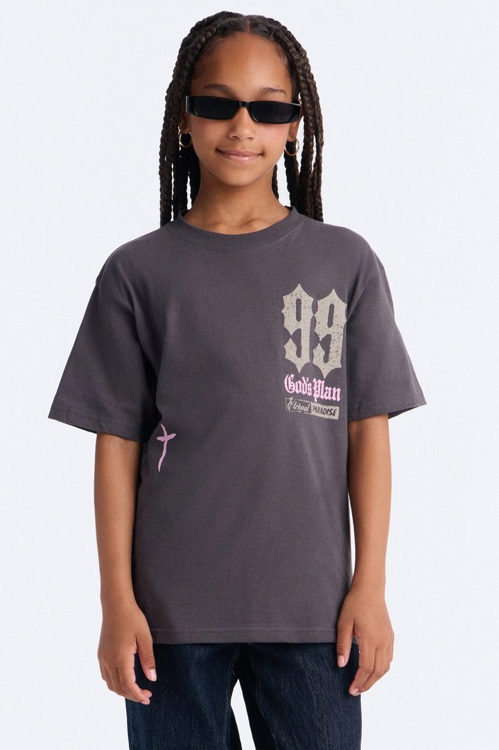 Mini Eternal Paradise God's Plan Short Sleeve Tee - Charcoal