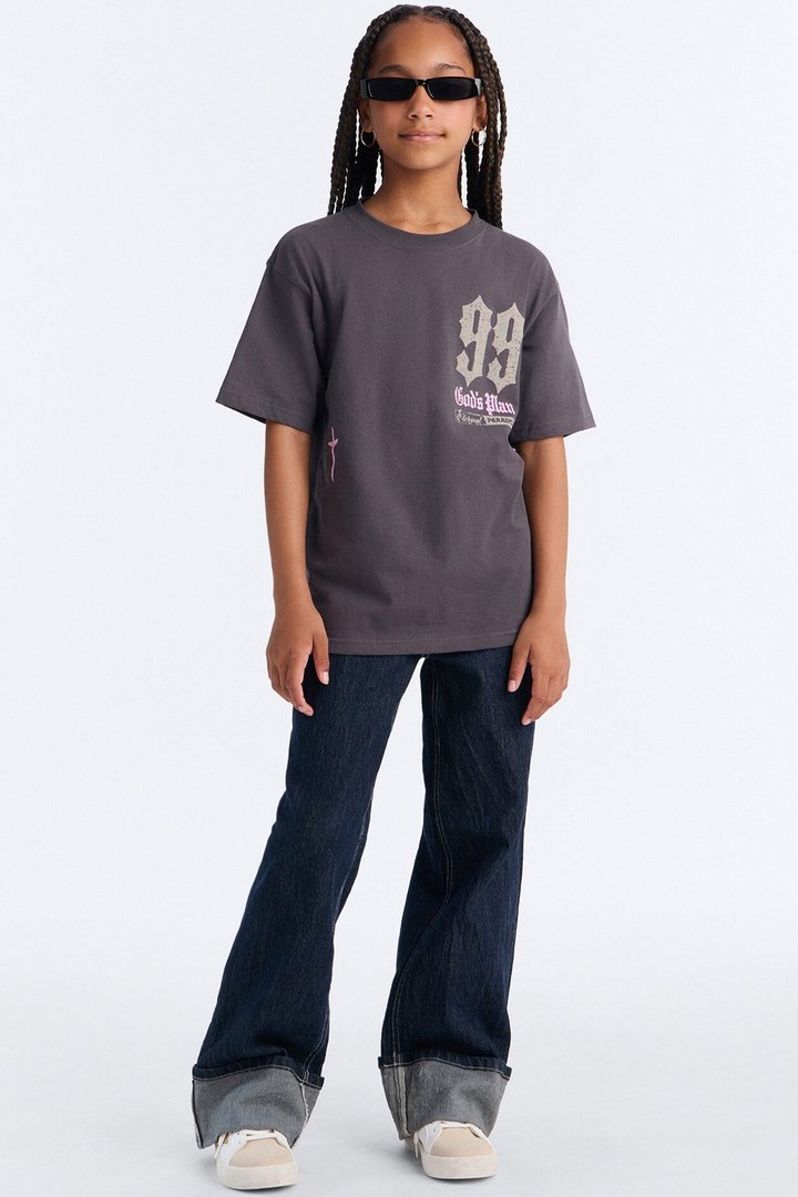 Mini Eternal Paradise God's Plan Short Sleeve Tee - Charcoal