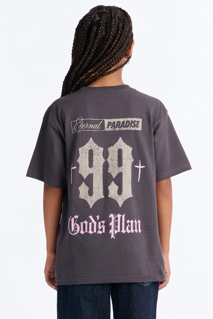 Mini Eternal Paradise God's Plan Short Sleeve Tee - Charcoal
