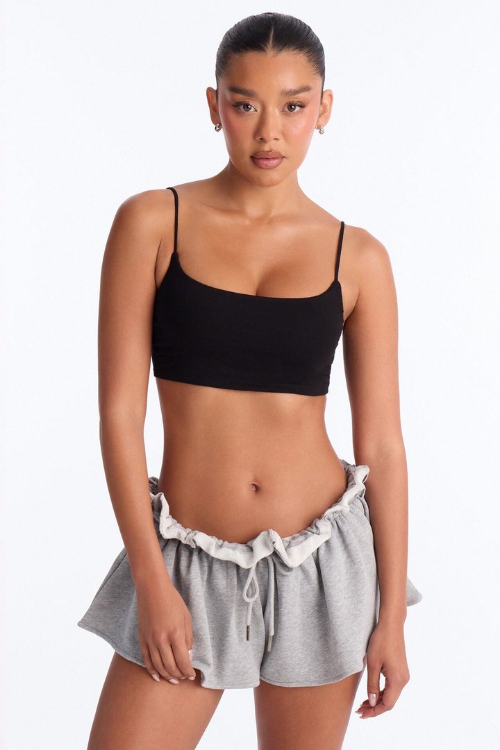 Alexa Everyday Double Layered Cropped Cami Top - Black