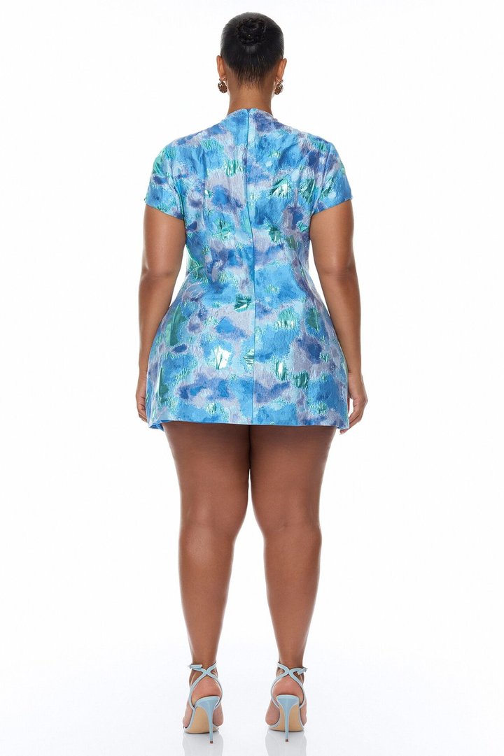 Juliette Jacquard Mini Dress - Blue/combo