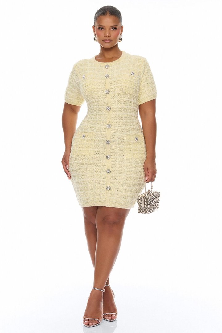 Sadie Sweater Mini Dress - Butter Yellow