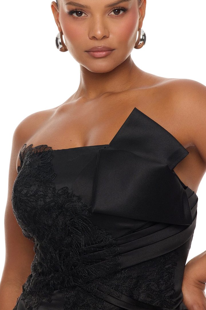 Total Drama Ruffle Drape Mini Dress - Black