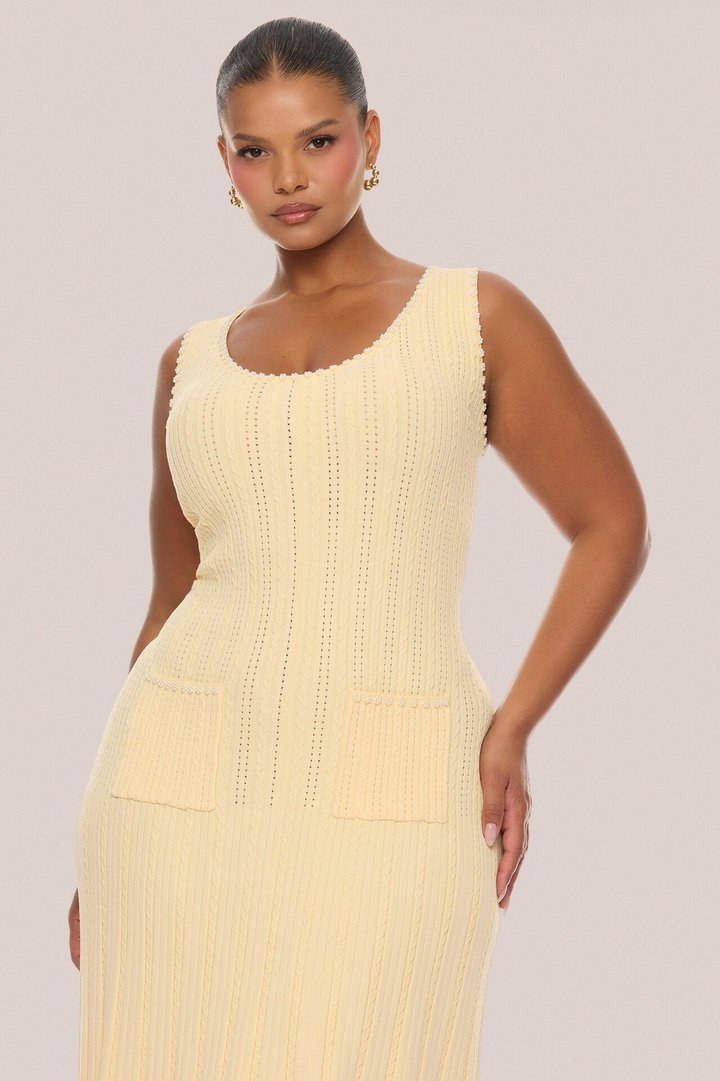 Sweet As Honey Embellished Maxi Dress - Butter Yellow
