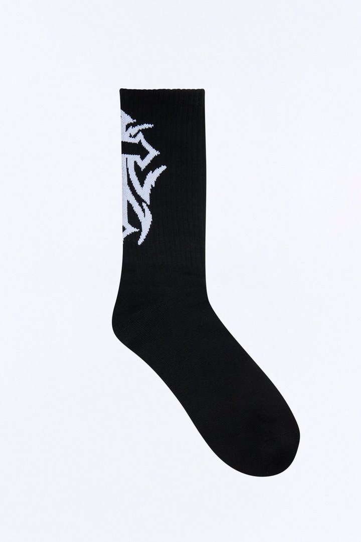 Gothic Cross Crew Socks - Black