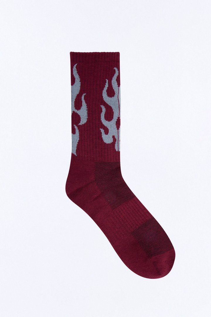 Contrast Flame Crew Socks - Wine
