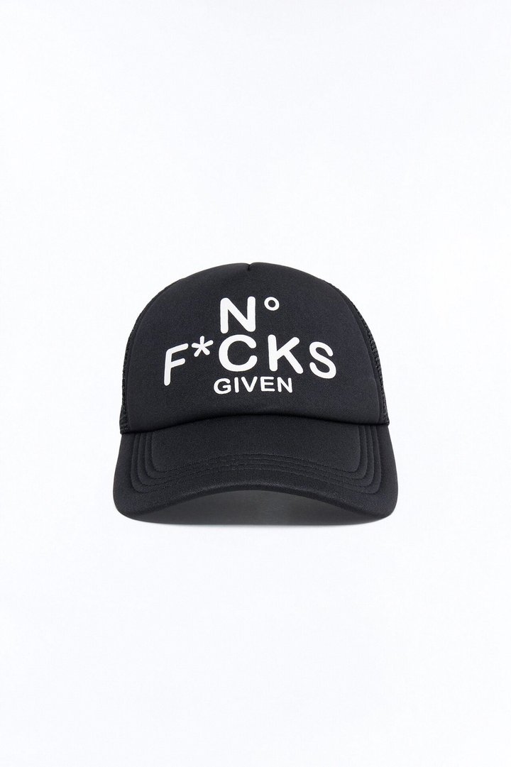 No Fcks Given Trucker Snapback Hat - Black