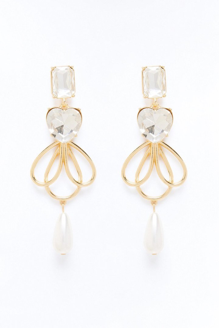 Coquetta Rhinestone Earrings - Gold