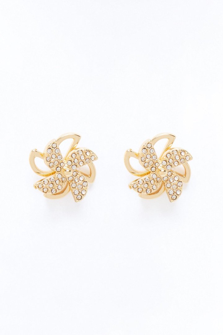Shine On Floral Stud Earrings - Gold