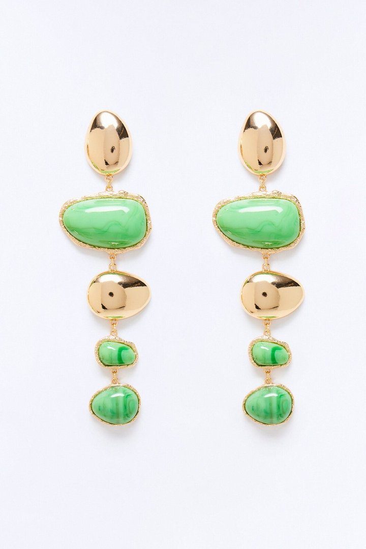 Island Daze Jeweled Drop Earrings - Gold/Green