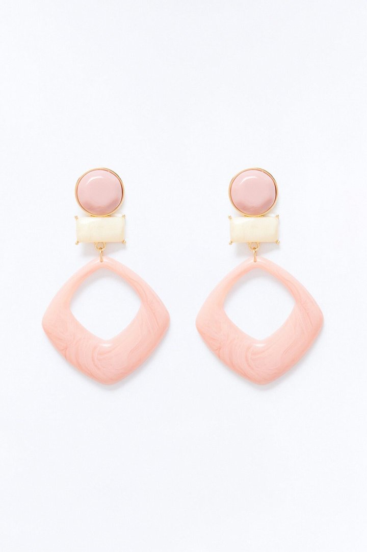 Calmness Over Chaos Jeweled Drop Earrings - Pink