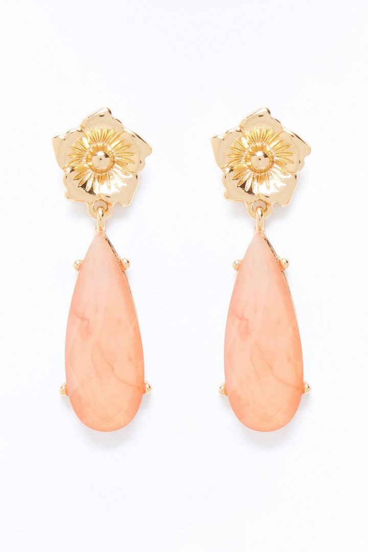 Sweetest Feeling Floral Earrings - Gold/Pink