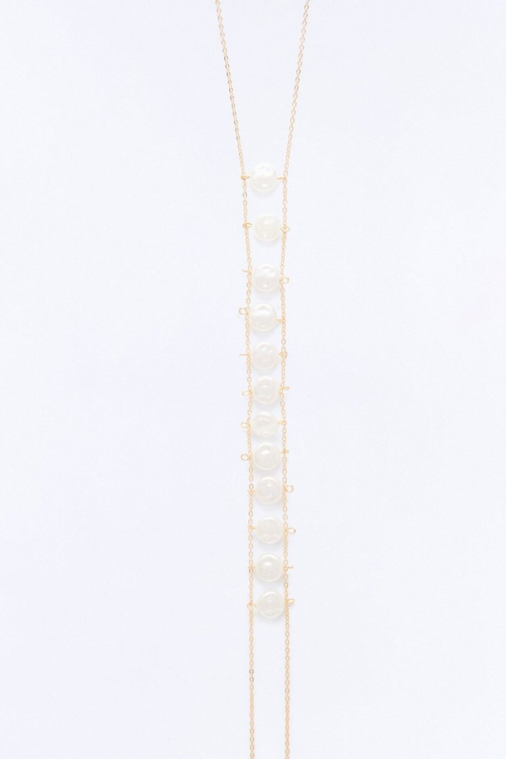 Pearly Pebbles Body Chain - White/Gold