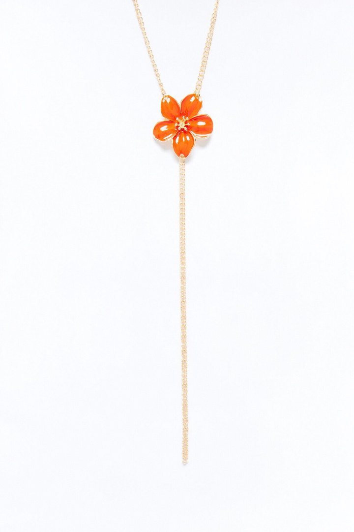 Perfect Pretty Petal Lariat Necklace - Gold/Orange