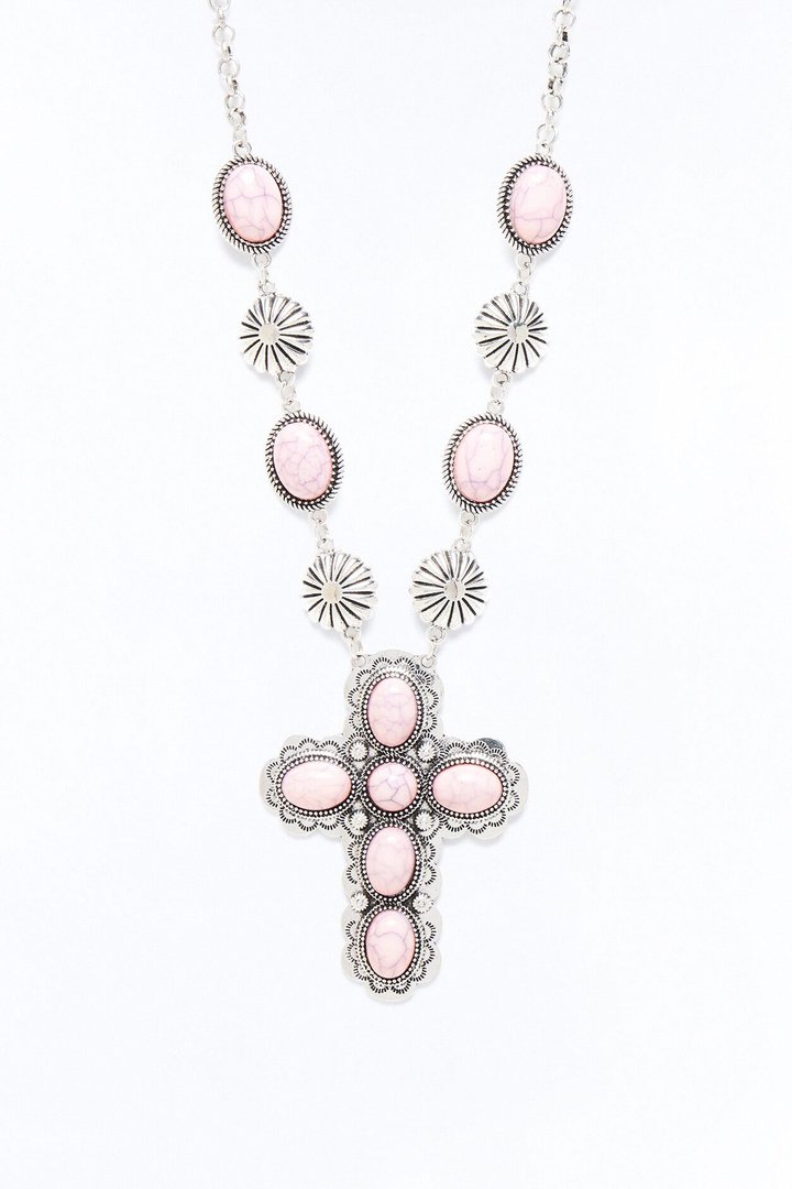 Sweet Praise Cross Pendant Necklace - Silver/Combo