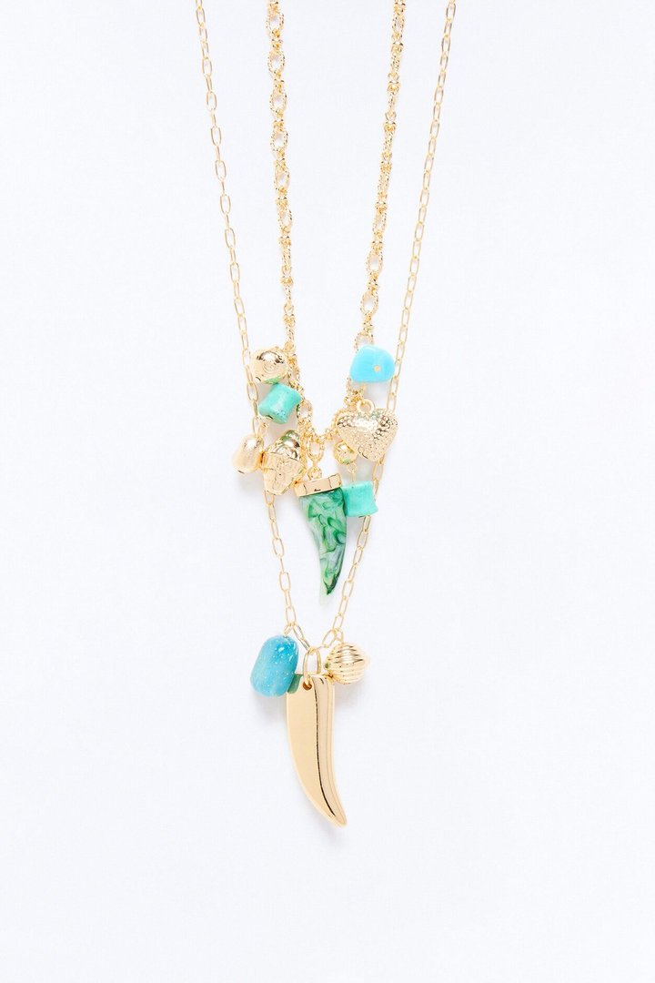Paradise Found Layered Necklace - Gold/Blue