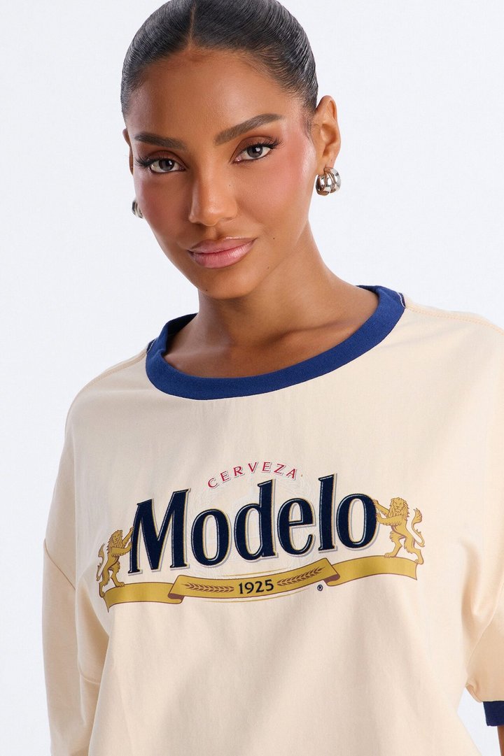 Modelo Collection Flocked Baby Tee - Taupe