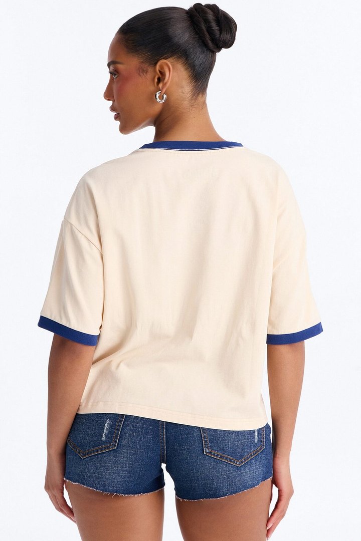 Modelo Collection Flocked Baby Tee - Taupe