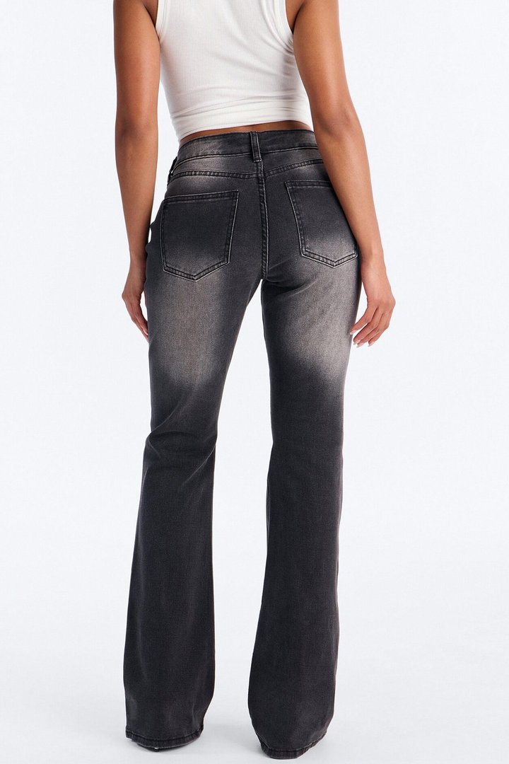Pop Princess Low Rise Embellished Bootcut Jeans - Black Wash