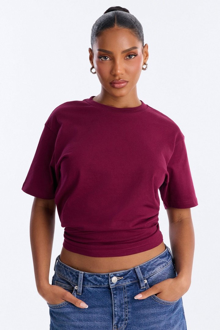 Random Tuesday Oversized T Shirt - Burgundy
