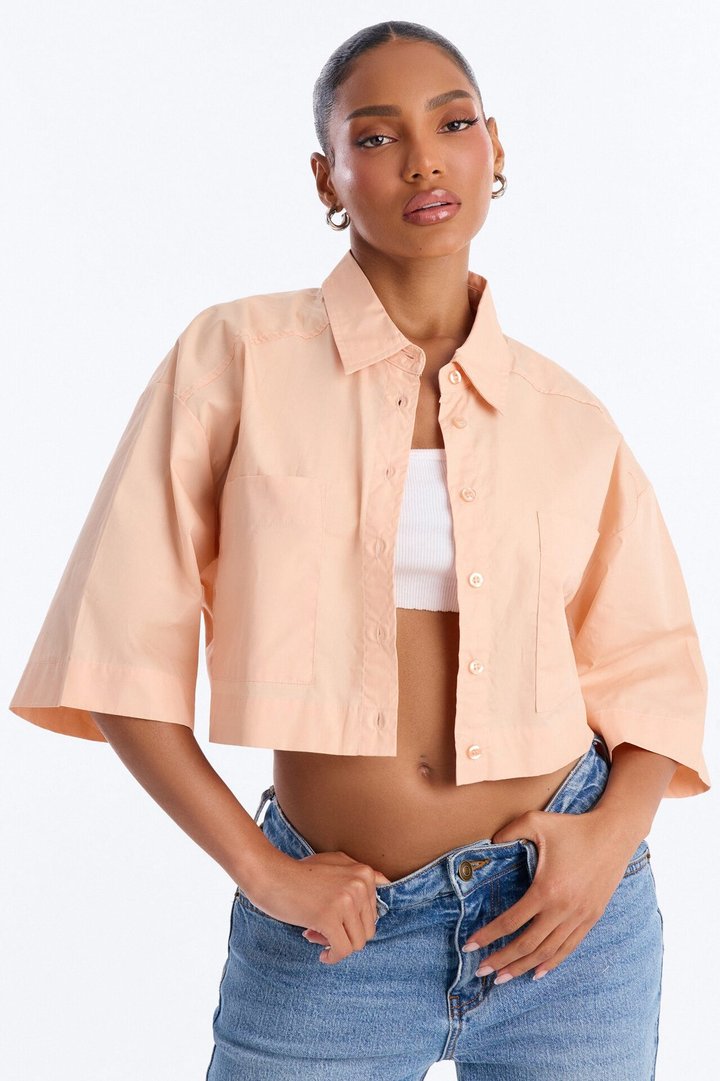 Busy Weekends Poplin Shirt - Peach