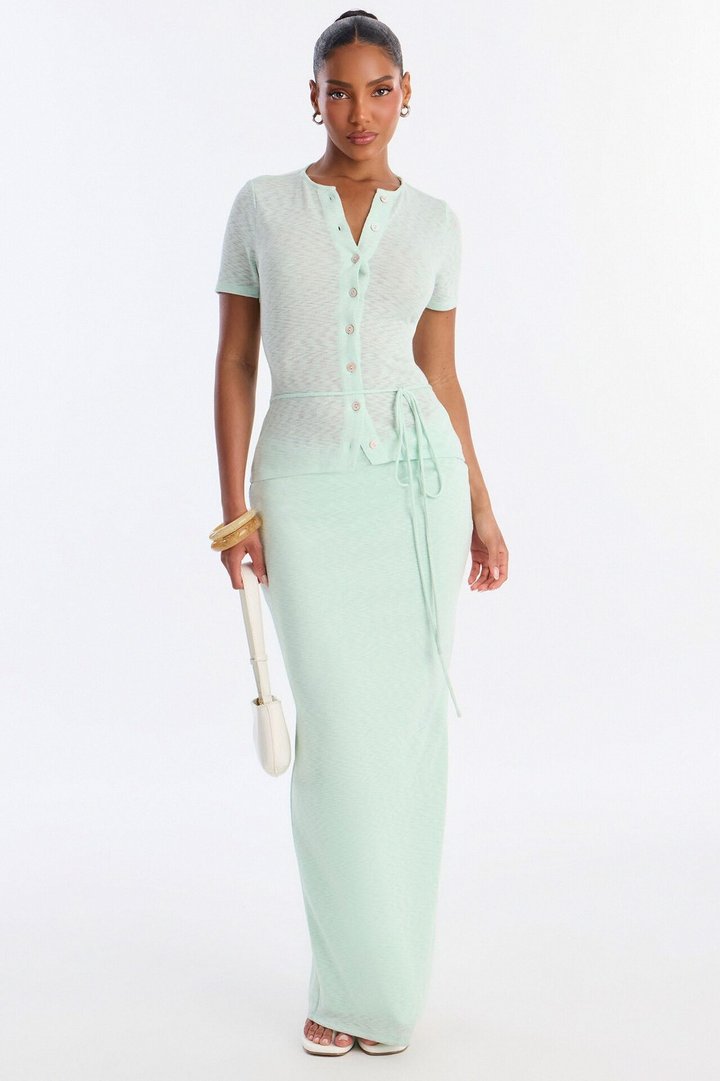 Sara Button Up Maxi Dress - Sage