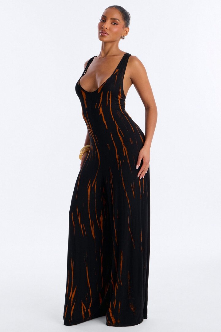 Rileigh Tie Dye Wide Leg Jumpsuit - Rust
