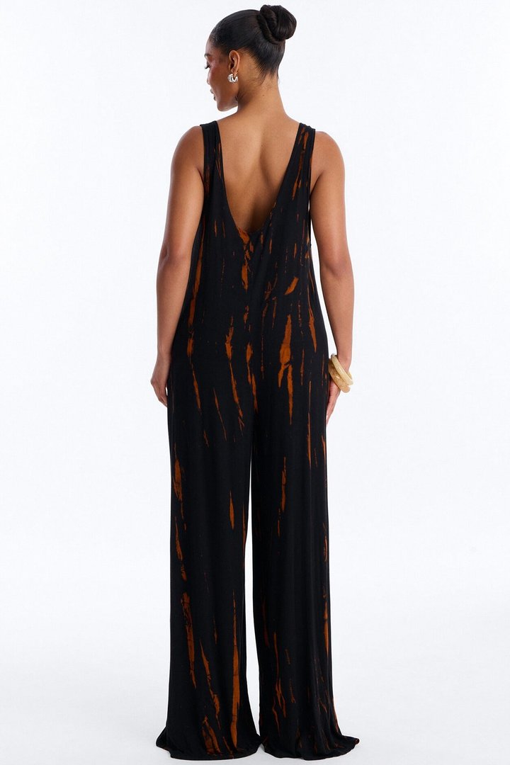 Rileigh Tie Dye Wide Leg Jumpsuit - Rust