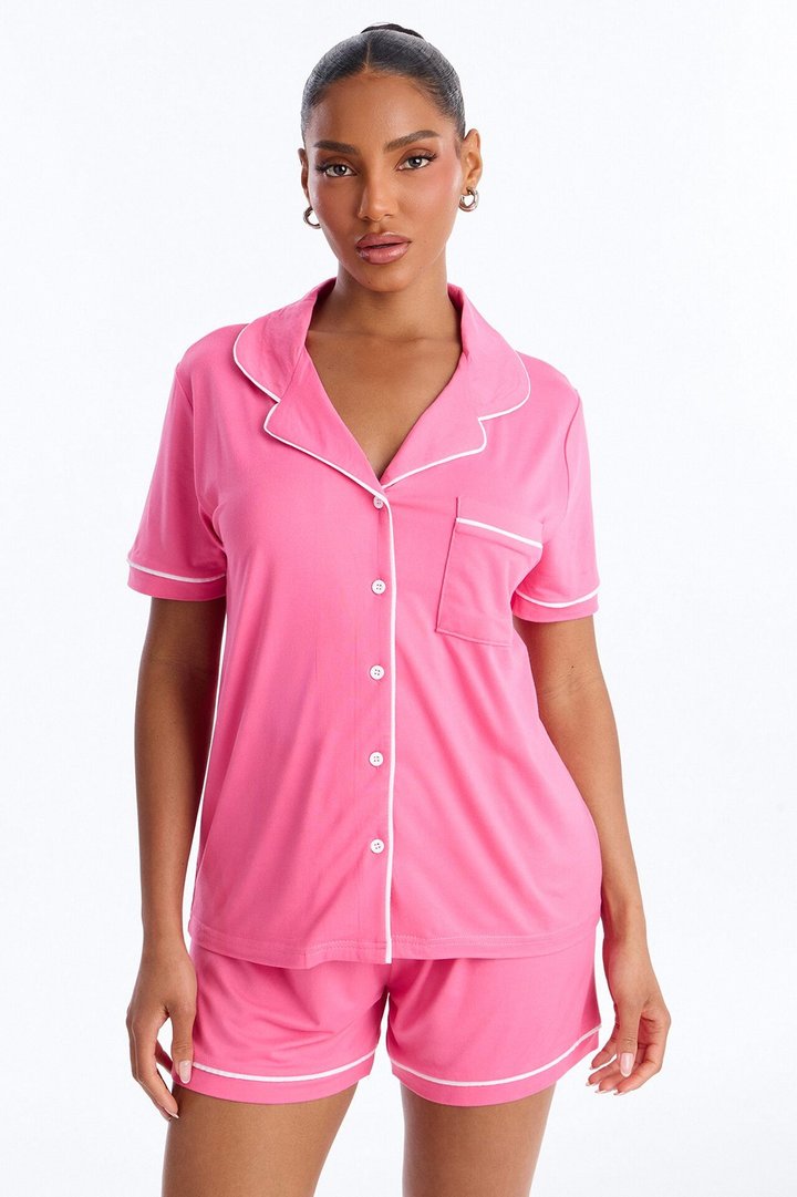 Ready For Bed PJ Short Set - Hot Pink