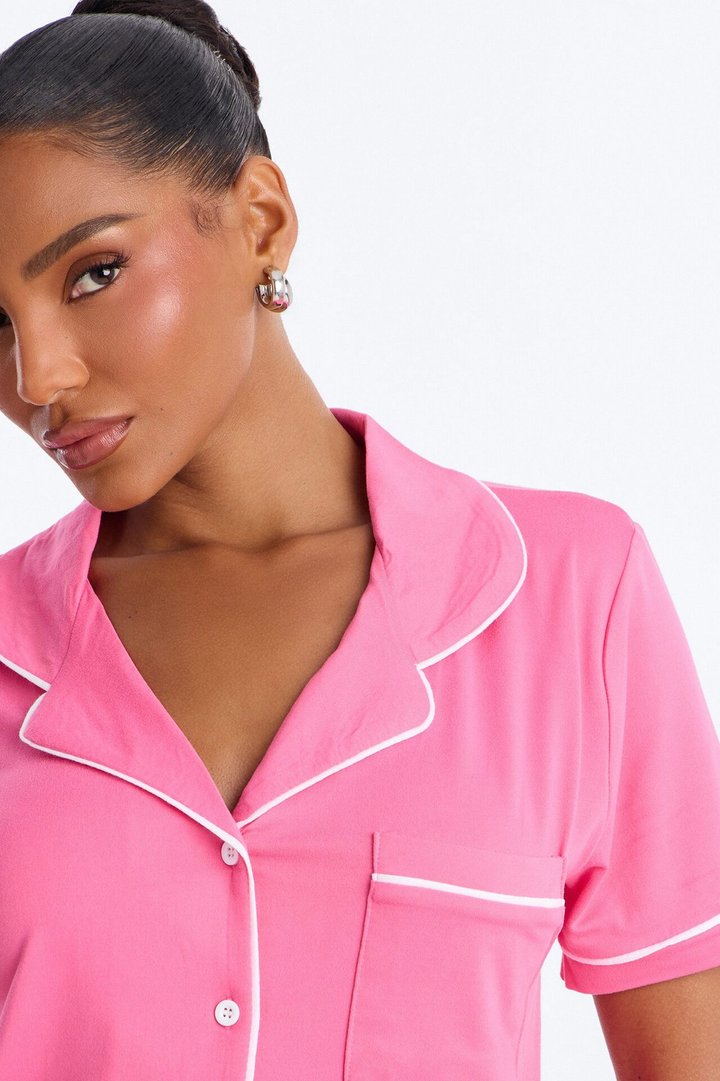 Ready For Bed PJ Short Set - Hot Pink
