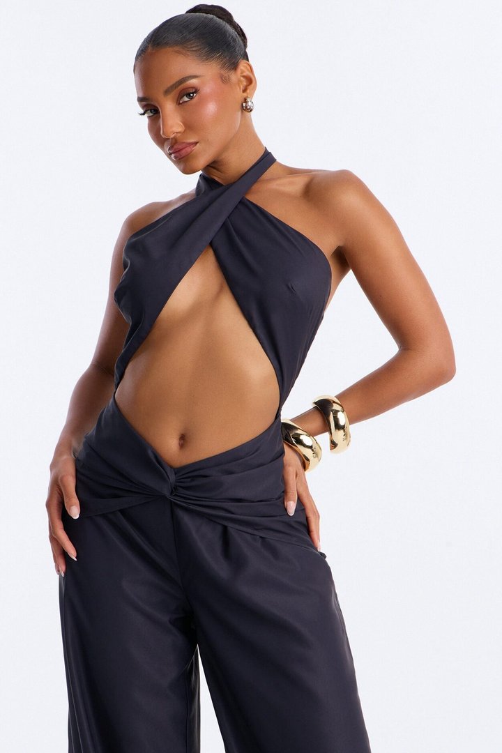 Island Sunrise Cut Out Jumpsuit - Black