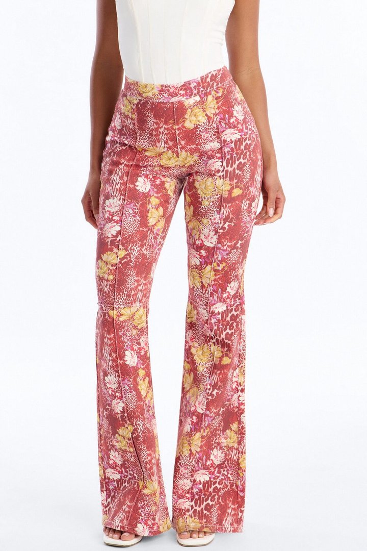 Summer Of Loving Printed Jeans - Red/combo