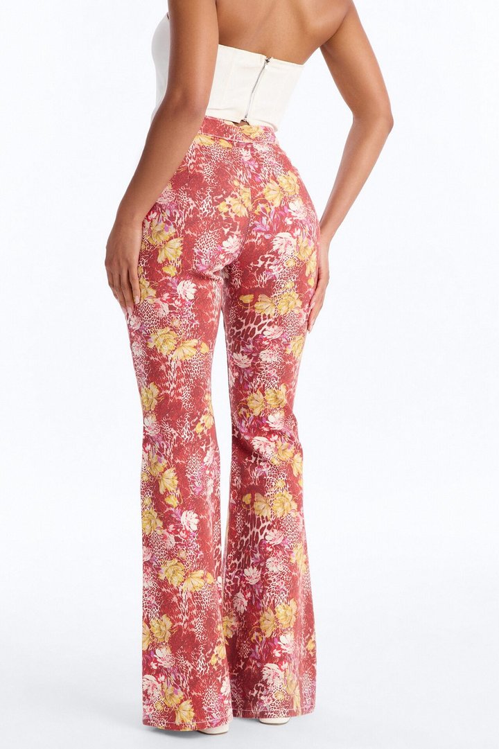 Summer Of Loving Printed Jeans - Red/combo