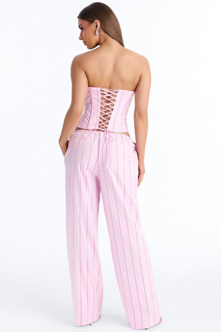 City Doll Corset Pinstripe Pant Set - Pink/combo