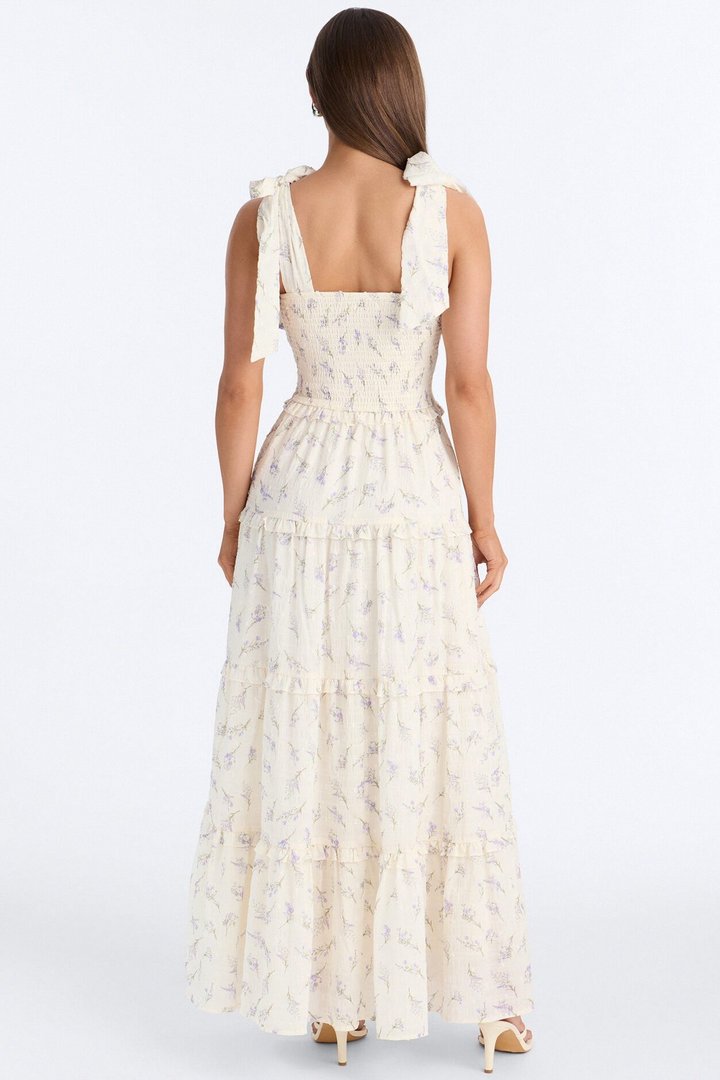 Mable Smocked Maxi Dress - Purple/combo