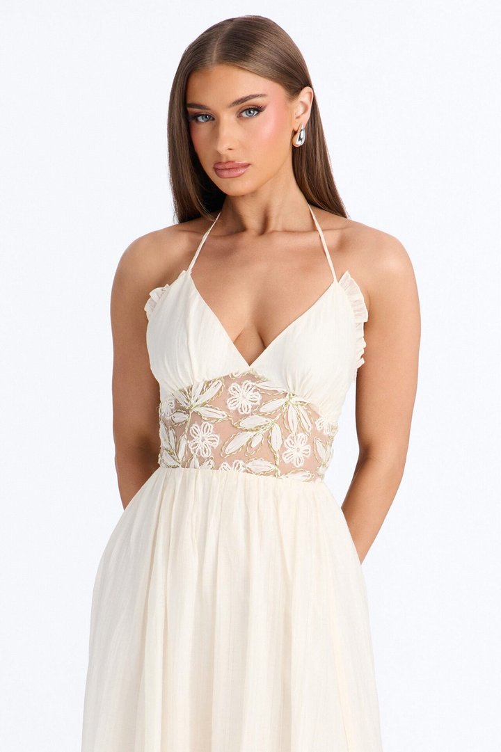 Capri Kiss Halter Maxi Dress - Cream