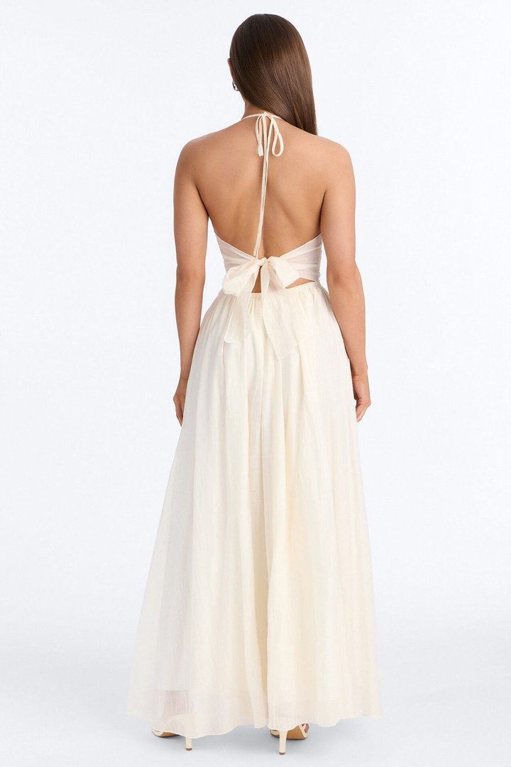 Capri Kiss Halter Maxi Dress - Cream