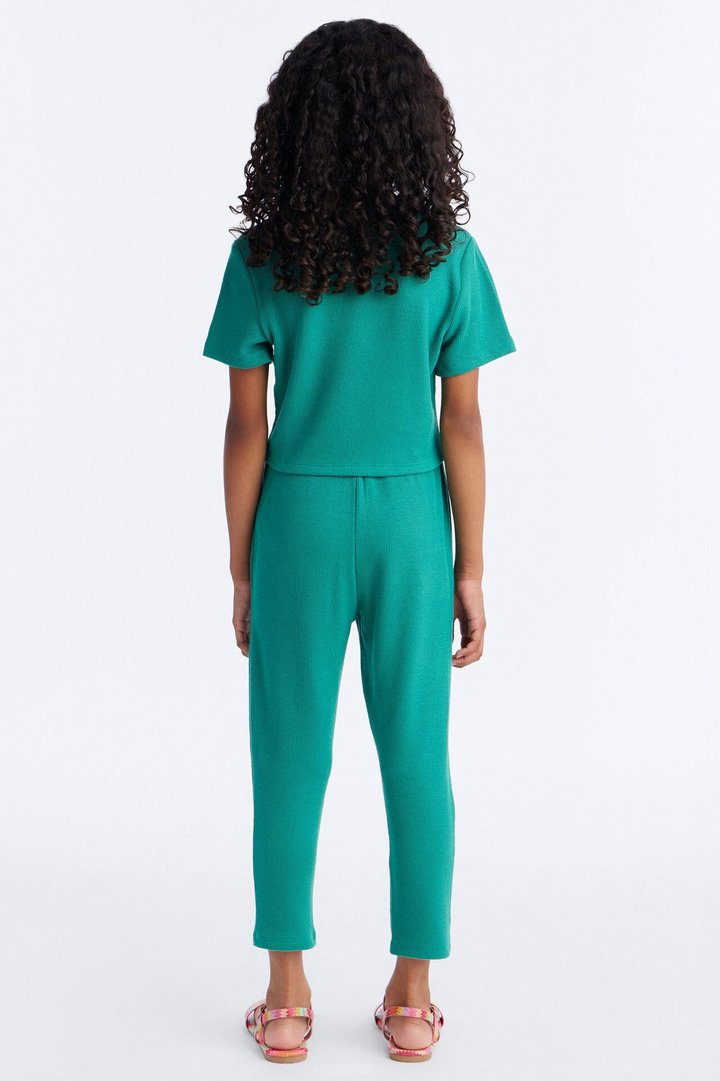 Mini Callie Ribbed Capri Set - Green