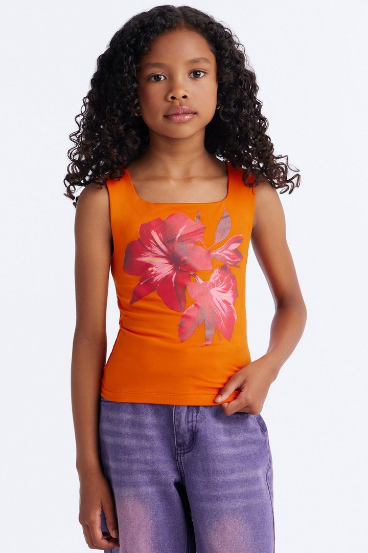 Mini Lana Floral Tank Top - Peach