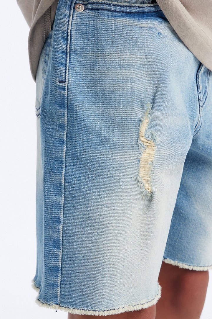 Mini Lounge Relaxed Denim Shorts - Medium Blue Wash