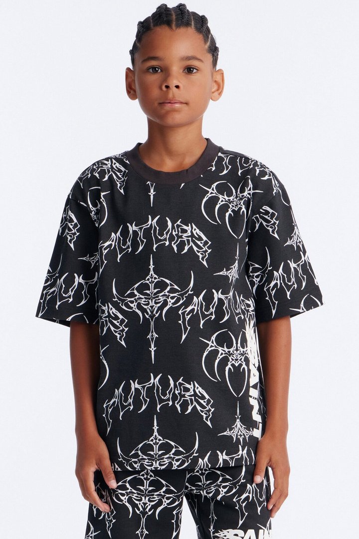 Mini Future Saint Sleeve Tee - Black