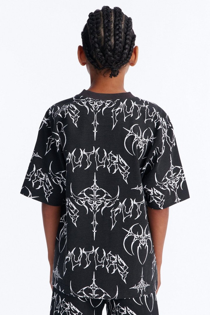Mini Future Saint Sleeve Tee - Black
