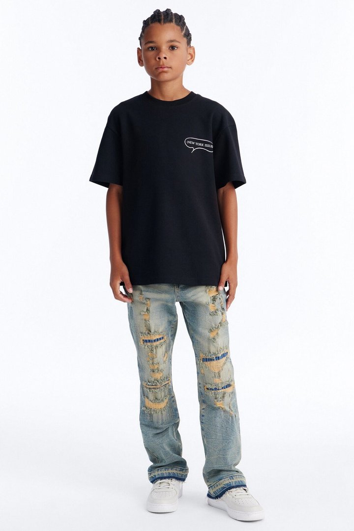 Mini Busy Streets Of NYC Short Sleeve Tee - Black