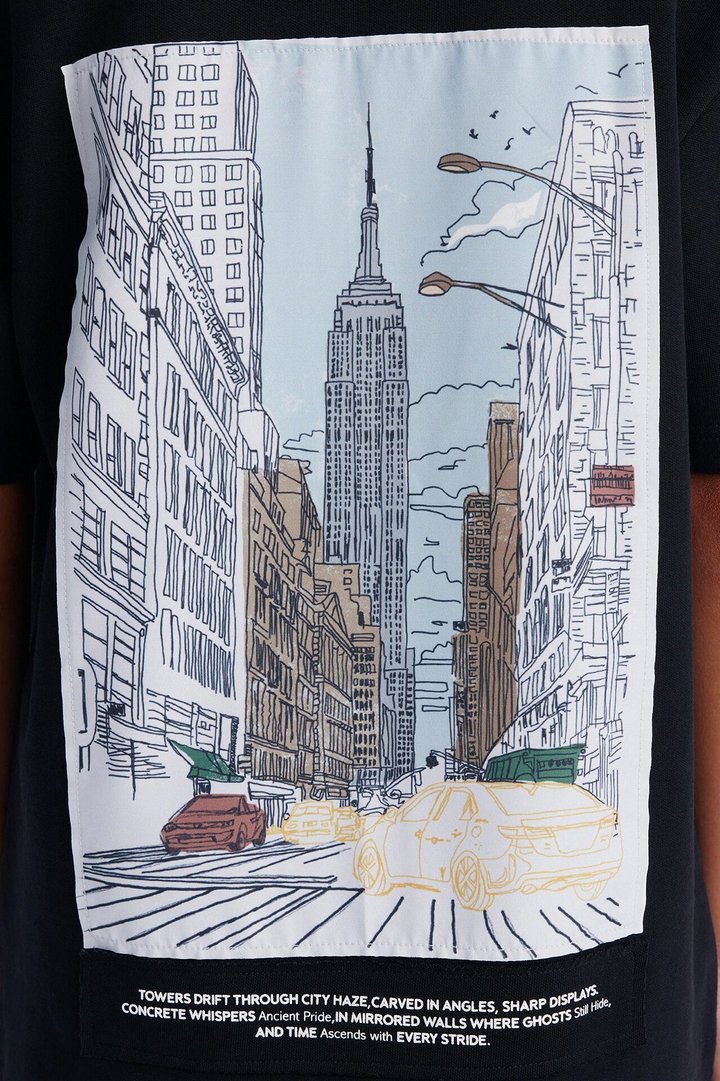 Mini Busy Streets Of NYC Short Sleeve Tee - Black