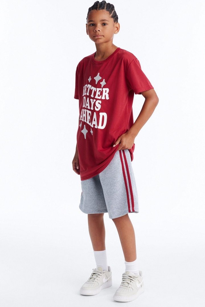 Mini There Are Better Days Ahead Short Set - Burgundy/combo