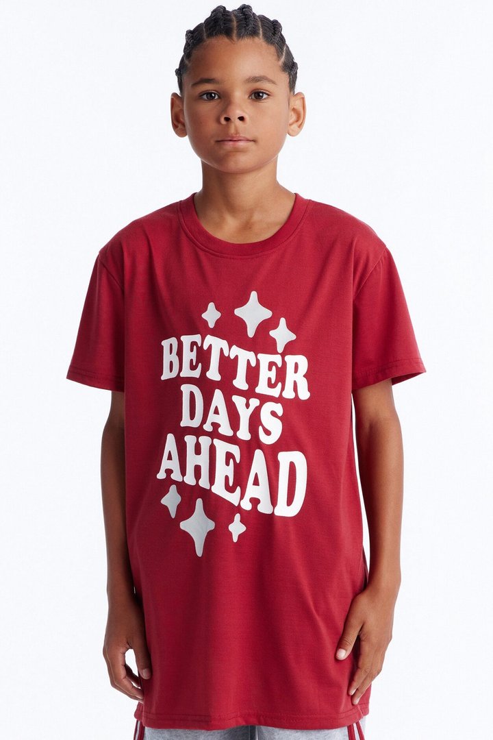 Mini There Are Better Days Ahead Short Set - Burgundy/combo