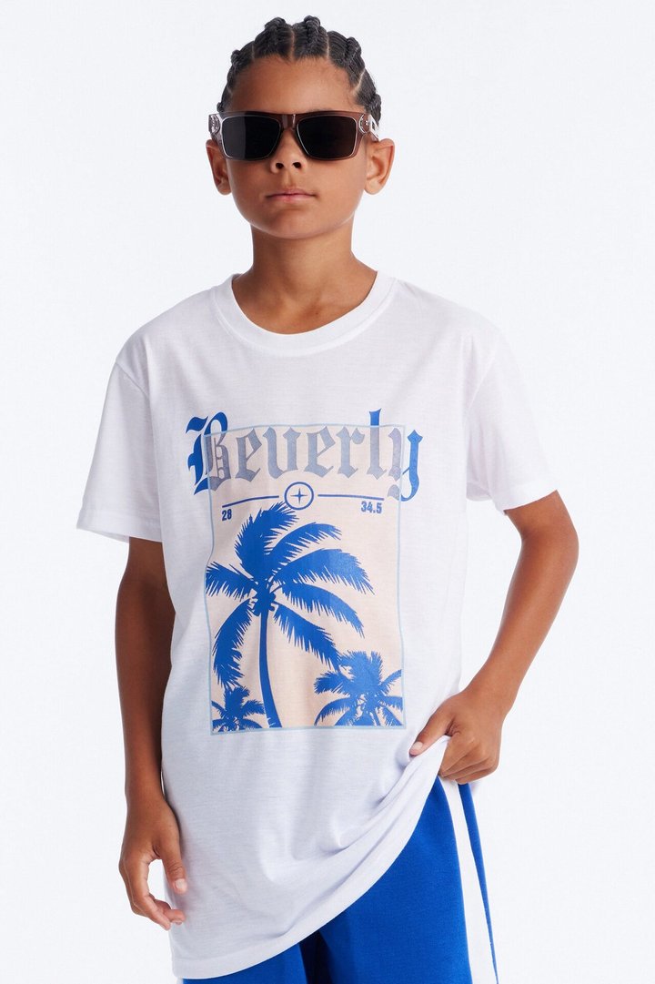 Mini Beverly Palm Trees Short Set - White/combo