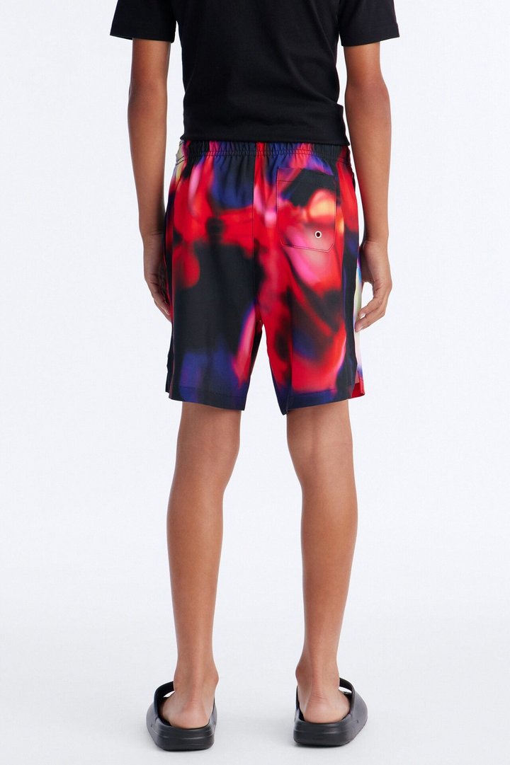 Mini Relaxed Futuristic Abstract Acid Blur Swim Trunk - Black