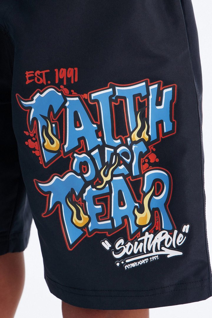 Mini Southpole Faith Over Fear Swim Trunk - Black