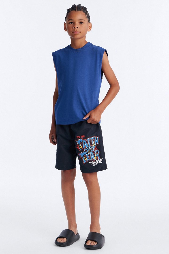 Mini Southpole Faith Over Fear Swim Trunk - Black